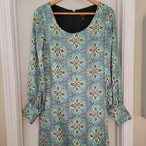 MSK Green, Yellow and Black Satin Dress